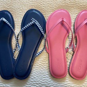 TWO (2) J. Crew summer flip flops, NWT, size 9